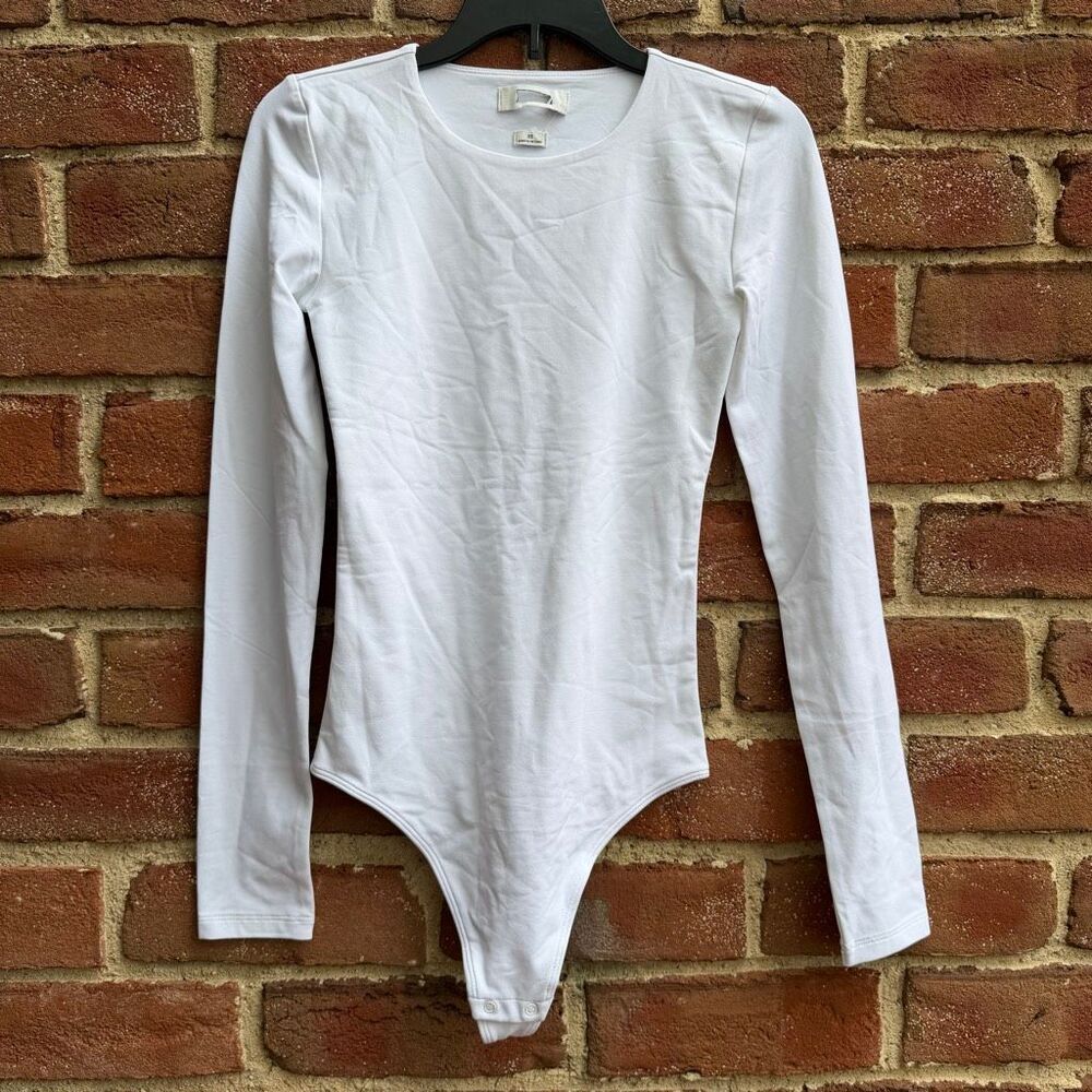 Babaton Women's Contour Crew Neck Long Sleeve White Bodysuit XS NWOT